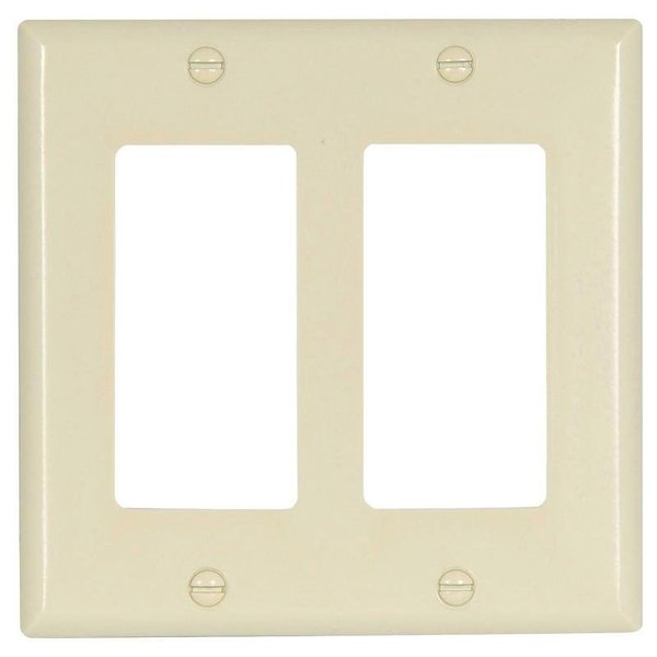 Eaton Wiring Devices Wallplate, 412 in L, 456 in W, 2 Gang, Thermoset, Light Almond, HighGloss 2152LA-BOX